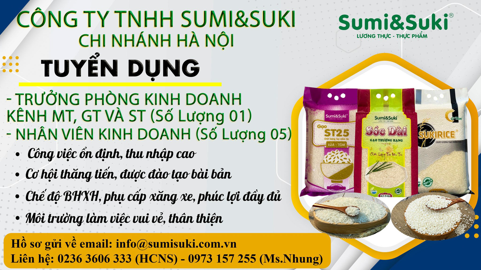 Sumi&Suki tuyển dụng kinh doanh chi nhánh Hà Nội 